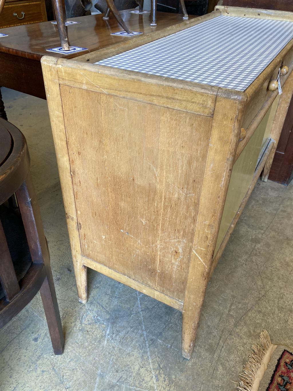 A Kandya mid century sideboard, length 122cm, depth 42cm, height 88cm